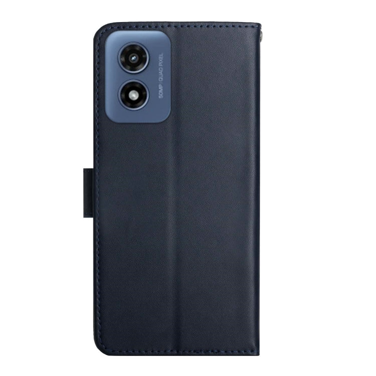 For Motorola Moto G Play 5G 2024 Genuine Leather Fingerprint-proof Horizontal Flip Phone Case(Blue) - Motorola Cases by buy2fix | Online Shopping UK | buy2fix