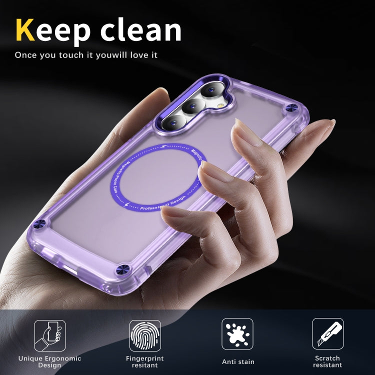 For Samsung Galaxy S25 5G Skin Feel TPU + PC MagSafe Magnetic Phone Case(Transparent Purple) - Galaxy S25 5G Cases by buy2fix | Online Shopping UK | buy2fix