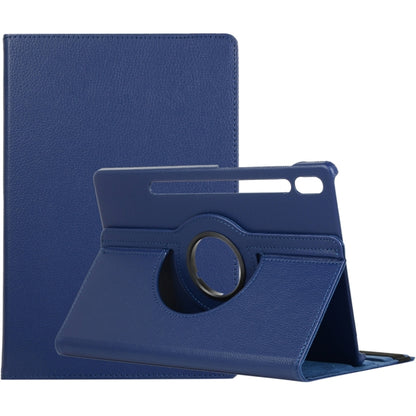 For Samsung Galaxy Tab S9 360 Degrees Rotation Holder Litchi Texture Leather Tablet Case(Blue) - Galaxy Tab S9 Cases by buy2fix | Online Shopping UK | buy2fix