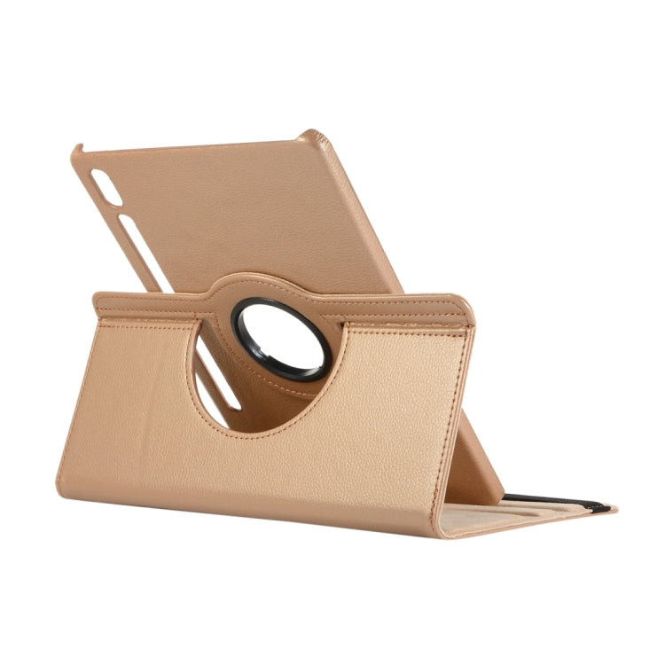 For Samsung Galaxy Tab S9+ 360 Degrees Rotation Holder Litchi Texture Leather Tablet Case(Rose Gold) - Galaxy Tab S9+ Cases by buy2fix | Online Shopping UK | buy2fix