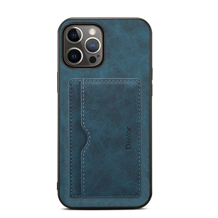 For iPhone 15 Pro Max Denior PU Single Card Slot Holder Phone Case(Blue) - iPhone 15 Pro Max Cases by Denior | Online Shopping UK | buy2fix