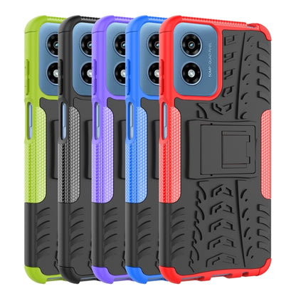 For Motorola Moto G Play 4G 2024 Tire Texture TPU + PC Phone Case with Holder(Black) - Motorola Cases by buy2fix | Online Shopping UK | buy2fix