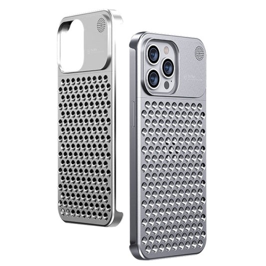 For iPhone 15 Pro Max Aromatherapy Aluminum Alloy Cooling Phone Case(Silver) - iPhone 15 Pro Max Cases by buy2fix | Online Shopping UK | buy2fix