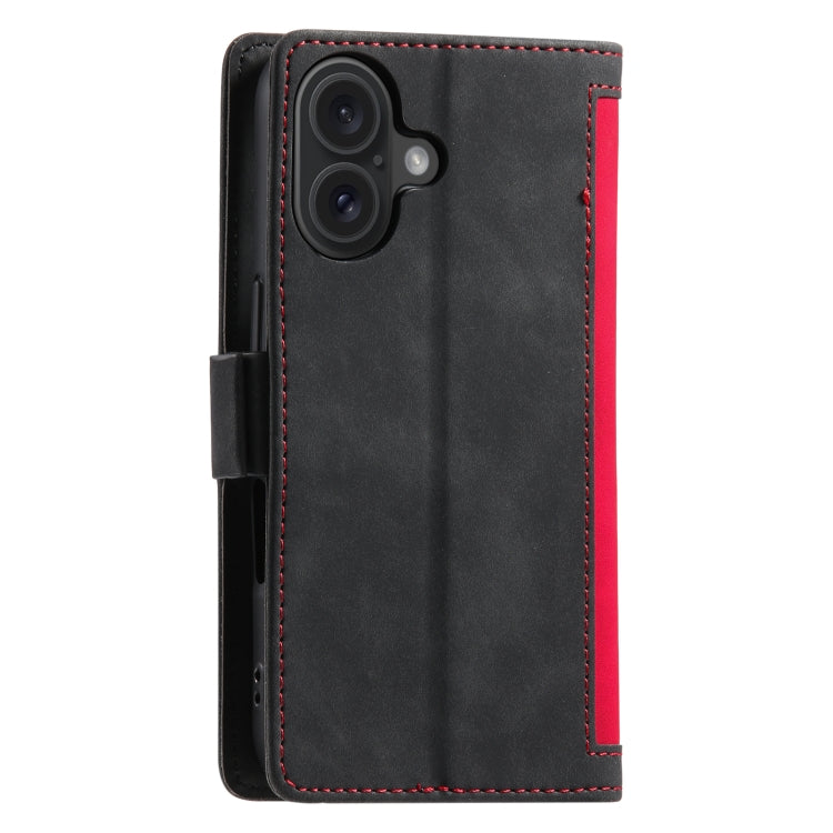 For iPhone 16 Retro Splicing Horizontal Flip Leather Phone Case(Red) - iPhone 16 Cases by buy2fix | Online Shopping UK | buy2fix