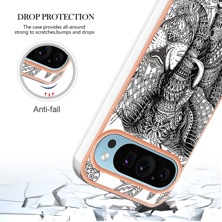 For Google Pixel 9 / 9 Pro Electroplating Dual-side IMD Phone Case(Totem Elephant) - Google Cases by buy2fix | Online Shopping UK | buy2fix