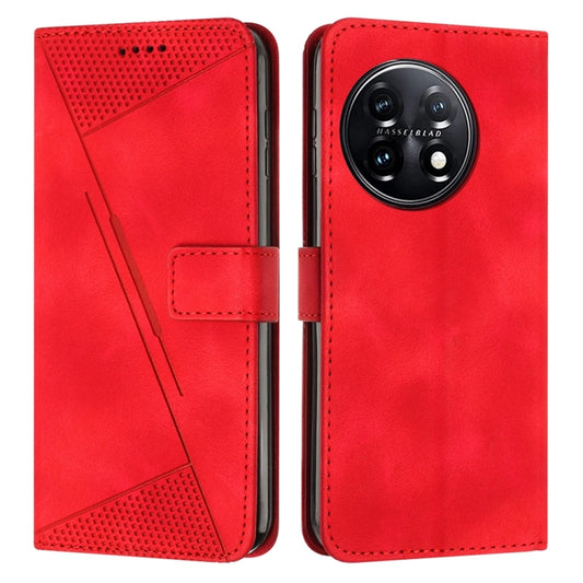 For OnePlus 11 Dream Triangle Leather Phone Case with Lanyard(Red) - OnePlus Cases by buy2fix | Online Shopping UK | buy2fix