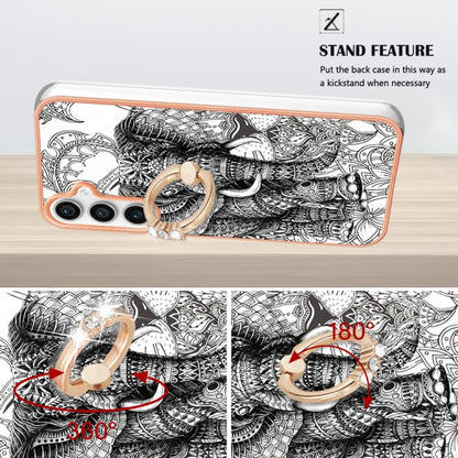 For Samsung Galaxy S23 FE 5G Electroplating Dual-side IMD Phone Case with Ring Holder(Totem Elephant) - Galaxy S23 FE 5G Cases by buy2fix | Online Shopping UK | buy2fix