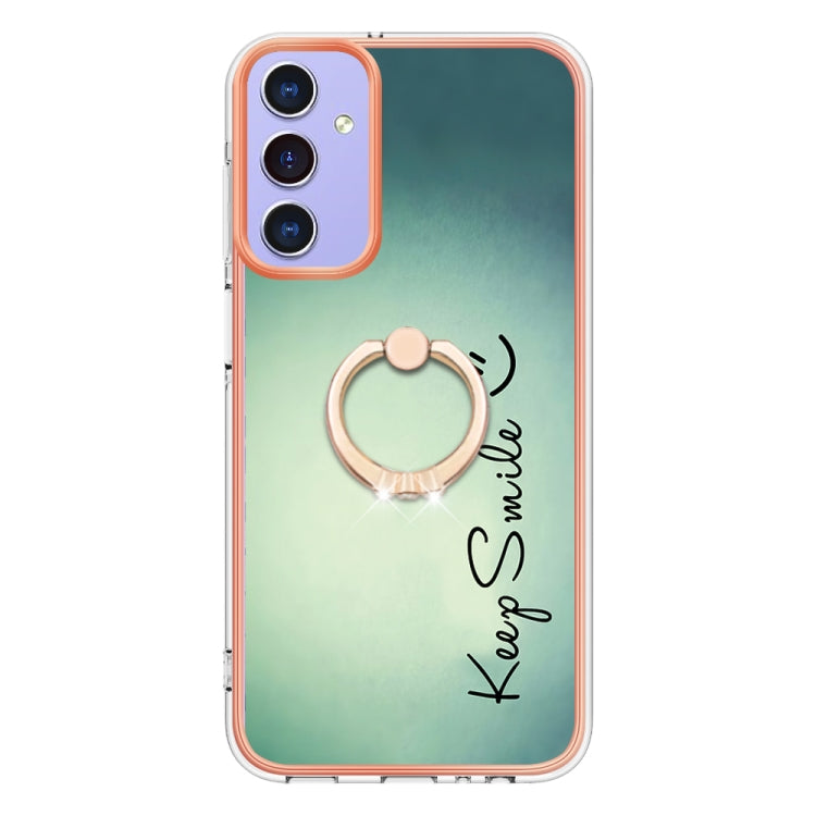 For Samsung Galaxy A15 5G Electroplating Dual-side IMD Phone Case with Ring Holder(Smile) - Galaxy Phone Cases by buy2fix | Online Shopping UK | buy2fix