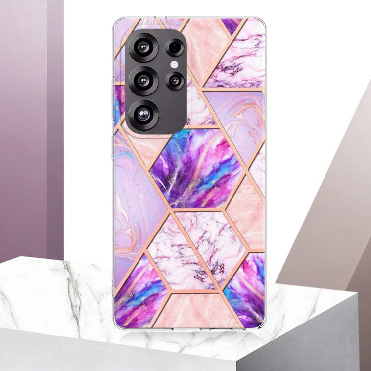 For Samsung Galaxy S25 Ultra 5G Electroplating Splicing Marble TPU Phone Case(Light Purple) - Galaxy S25 Ultra 5G Cases by buy2fix | Online Shopping UK | buy2fix