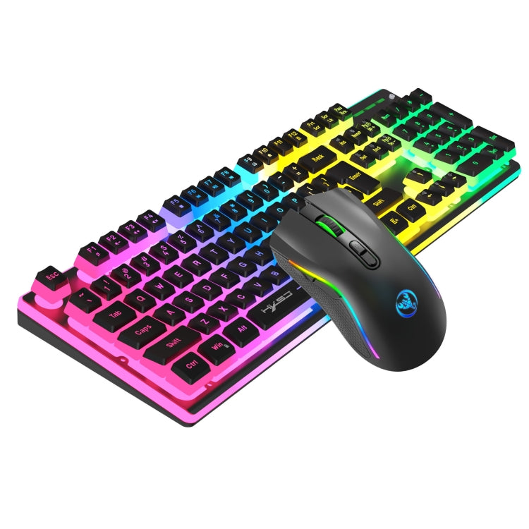 HXSJ L96 2.4G Wireless RGB Backlit Keyboard and Mouse Set 104 Pudding Key Caps + 4800DPI Mouse(Black) - Wireless Keyboard by HXSJ | Online Shopping UK | buy2fix