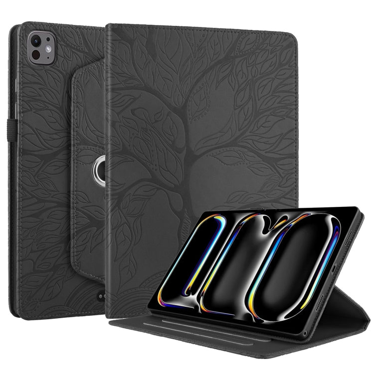 For iPad Pro 11 2024 Tree Life Embossed Rotation Leather Smart Tablet Case(Black) - iPad Pro 11 2024 Cases by buy2fix | Online Shopping UK | buy2fix