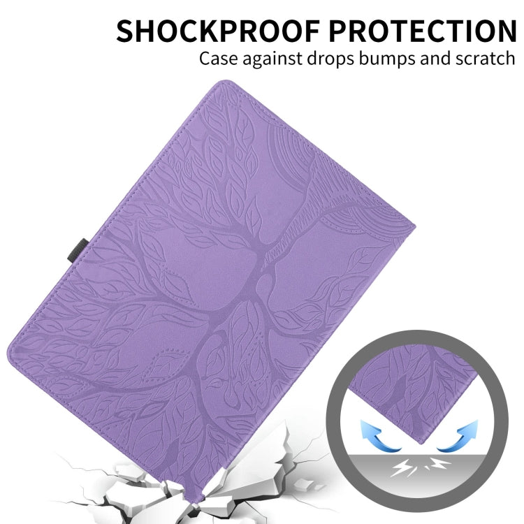 For Samsung Galaxy Tab S10 / S8 / S7 Tree Life Embossed Rotation Leather Tablet Case(Purple) - Tab S10 Cases by buy2fix | Online Shopping UK | buy2fix