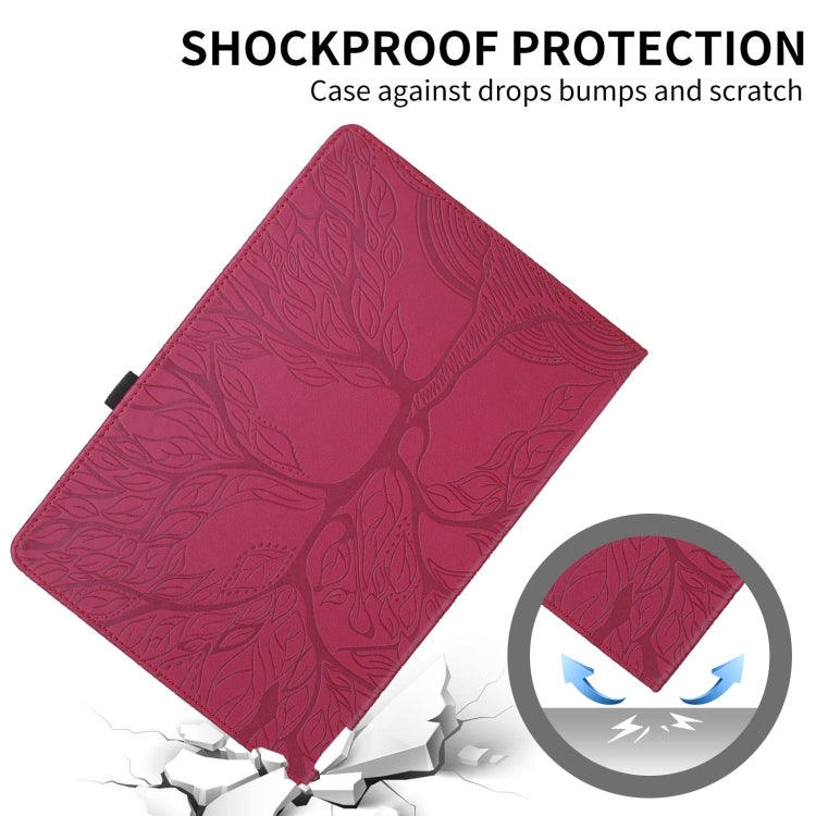 For Samsung Galaxy Tab S10 Ultra / S9 Ultra Tree Life Embossed Rotation Leather Tablet Case(Red) - Galaxy Tab S9 Ultra Cases by buy2fix | Online Shopping UK | buy2fix