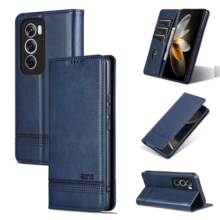 For OPPO Reno12 Pro Global AZNS Magnetic Calf Texture Flip Leather Phone Case(Dark Blue) - Reno12 Pro Cases by AZNS | Online Shopping UK | buy2fix