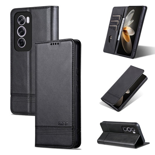 For OPPO Reno12 Pro Global AZNS Magnetic Calf Texture Flip Leather Phone Case(Black) - Reno12 Pro Cases by AZNS | Online Shopping UK | buy2fix