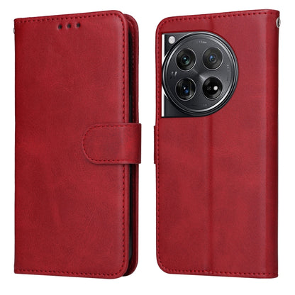 For OnePlus 12 Classic Calf Texture Flip Leather Phone Case(Red) - OnePlus Cases by buy2fix | Online Shopping UK | buy2fix