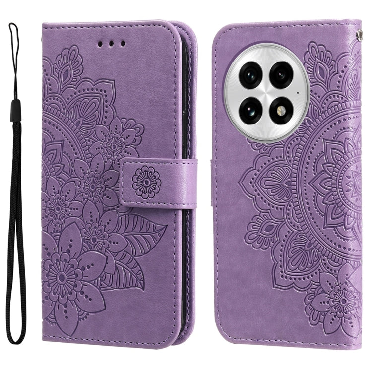 For OnePlus 13 Seven-petal Flowers Embossing Leather Phone Case(Light Purple) - OnePlus Cases by buy2fix | Online Shopping UK | buy2fix