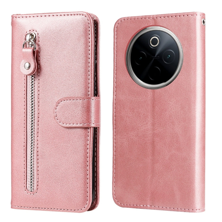 For OnePlus 13 Fashion Calf Texture Zipper Leather Phone Case(Rose Gold) - OnePlus Cases by buy2fix | Online Shopping UK | buy2fix