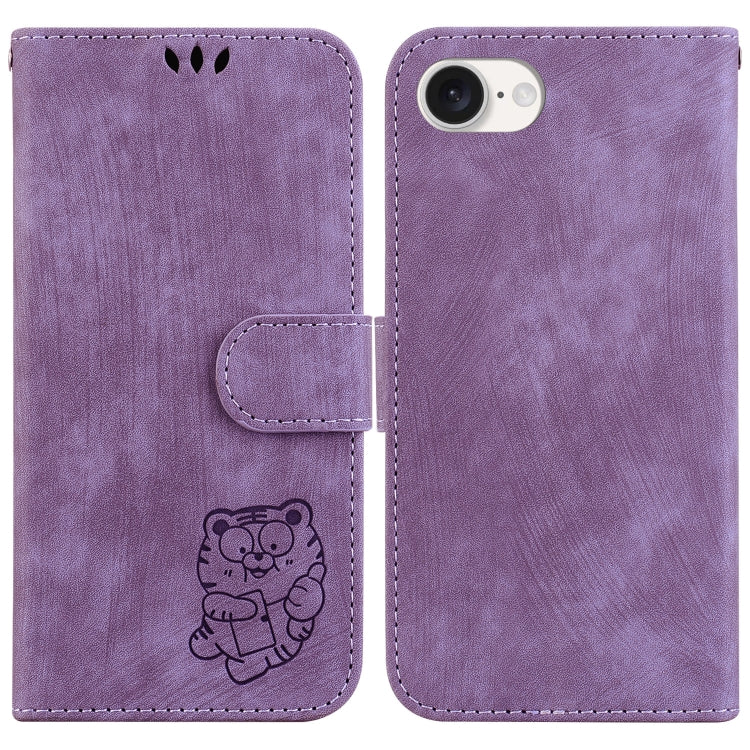 For iPhone SE 2024 Little Tiger Embossed Leather Phone Case(Purple) - More iPhone Cases by buy2fix | Online Shopping UK | buy2fix