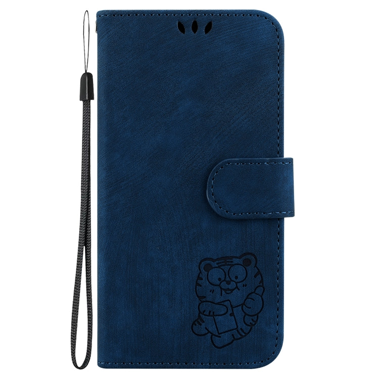 For iPhone 16e Little Tiger Embossed Leather Phone Case(Dark Blue) - iPhone 16e Cases by buy2fix | Online Shopping UK | buy2fix