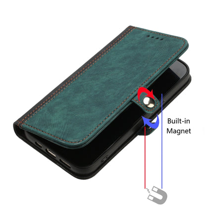 For iPhone SE 2024 Side Buckle Double Fold Hand Strap Leather Phone Case(Dark Green) - More iPhone Cases by buy2fix | Online Shopping UK | buy2fix