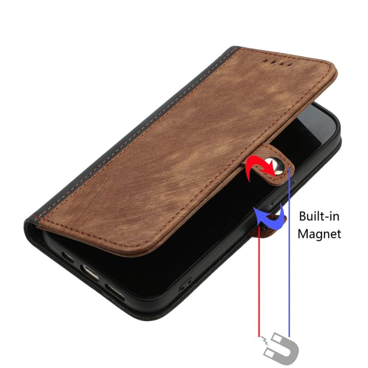 For Motorola Edge 5G 2024 Side Buckle Double Fold Hand Strap Leather Phone Case(Brown) - Motorola Cases by buy2fix | Online Shopping UK | buy2fix