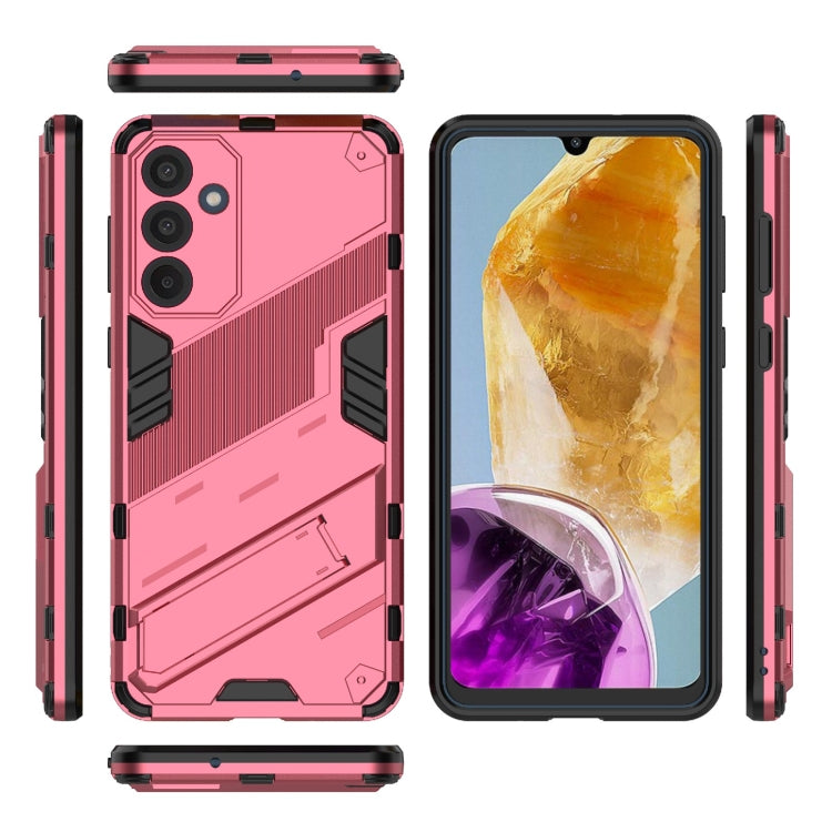 For Samsung Galaxy M55 5G Punk Armor 2 in 1 PC + TPU Shockproof Phone Case with Invisible Holder(Light Red) - Galaxy Phone Cases by buy2fix | Online Shopping UK | buy2fix