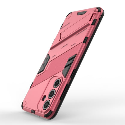 For Samsung Galaxy M55 5G Punk Armor 2 in 1 PC + TPU Shockproof Phone Case with Invisible Holder(Light Red) - Galaxy Phone Cases by buy2fix | Online Shopping UK | buy2fix