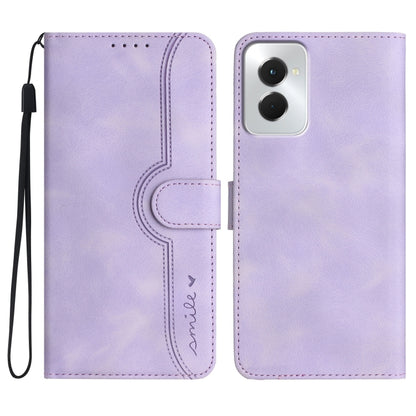 For Motorola Moto G Power 5G 2024 Heart Pattern Skin Feel Leather Phone Case(Purple) - Motorola Cases by buy2fix | Online Shopping UK | buy2fix