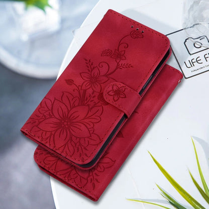 For Xiaomi Redmi K70E / Poco X6 Pro Lily Embossed Leather Phone Case(Red) - K70E Cases by buy2fix | Online Shopping UK | buy2fix