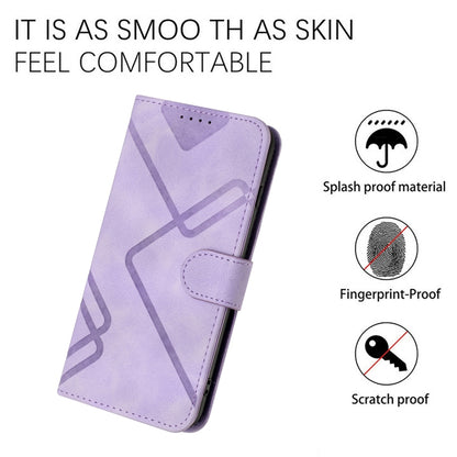 For iPhone SE 2024 Line Pattern Skin Feel Leather Phone Case(Light Purple) - More iPhone Cases by buy2fix | Online Shopping UK | buy2fix