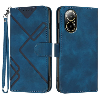 For Realme C67 4G Global Line Pattern Skin Feel Leather Phone Case(Royal Blue) - C67 Cases by buy2fix | Online Shopping UK | buy2fix