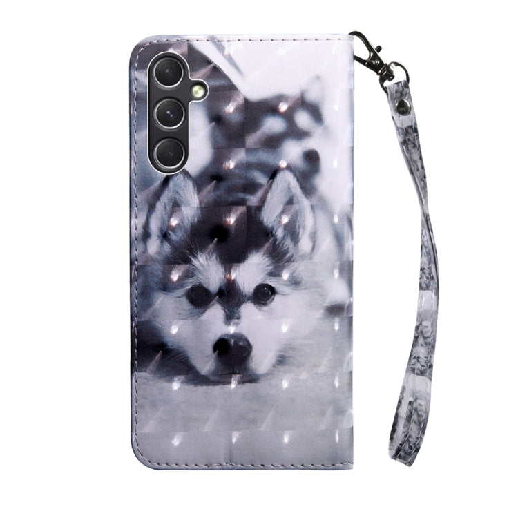 For Samsung Galaxy A55 5G 3D Painted Leather Phone Case(Husky) - Galaxy Phone Cases by buy2fix | Online Shopping UK | buy2fix