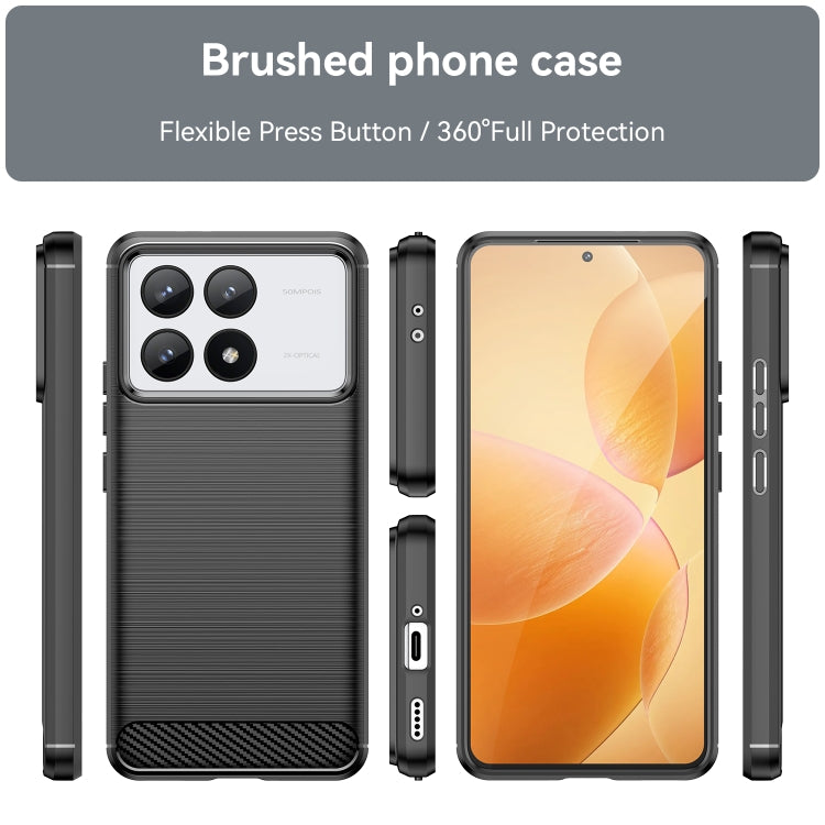 For Xiaomi Redmi K70 Pro Brushed Texture Carbon Fiber TPU Phone Case(Black) - K70 Pro Cases by buy2fix | Online Shopping UK | buy2fix