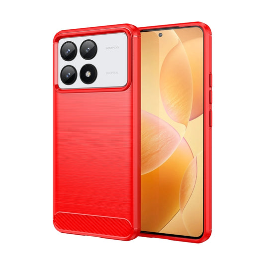 For Xiaomi Redmi K70 Pro Brushed Texture Carbon Fiber TPU Phone Case(Red) - K70 Pro Cases by buy2fix | Online Shopping UK | buy2fix