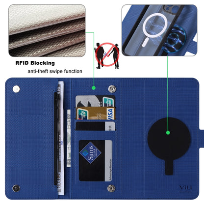 For iPhone 14 Plus ViLi GHB Series MagSafe Magnetic Zipper Leather Phone Case(Blue) - iPhone 14 Plus Cases by ViLi | Online Shopping UK | buy2fix