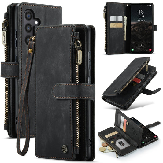 For Samsung Galaxy S24 5G CaseMe C30 Card Slots Zipper Wallet Leather Phone Case(Black) - Galaxy S24 5G Cases by CaseMe | Online Shopping UK | buy2fix