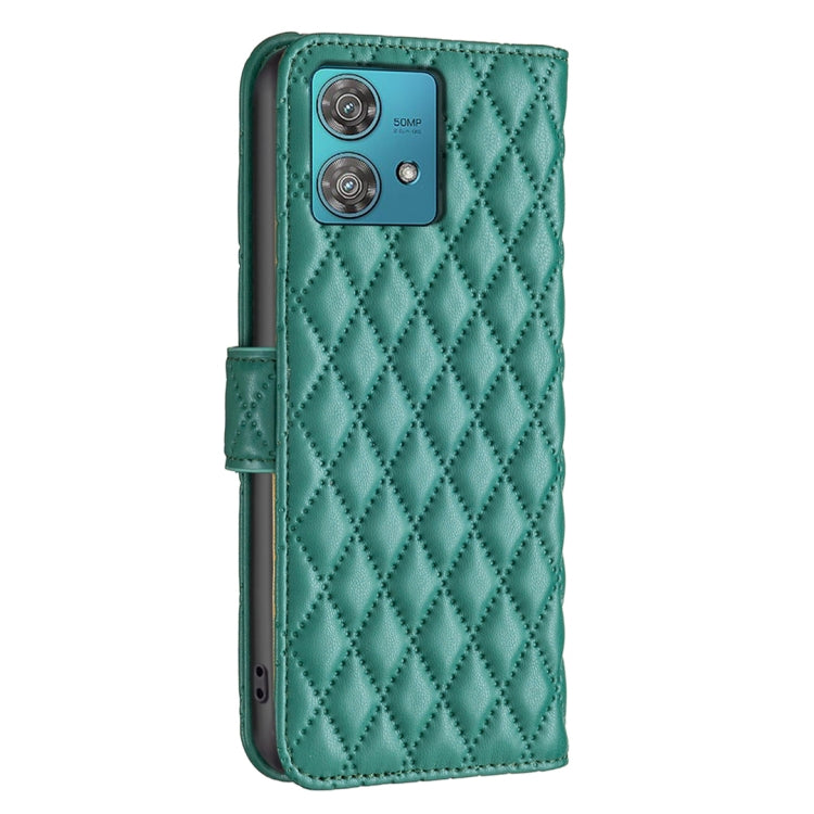 For Motorola Edge 40 Neo Diamond Lattice Wallet Flip Leather Phone Case(Green) - Motorola Cases by buy2fix | Online Shopping UK | buy2fix