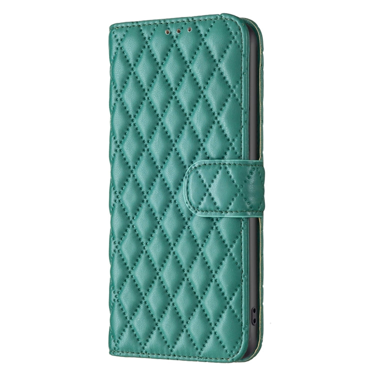 For Motorola Moto G Play 2024 Diamond Lattice Wallet Flip Leather Phone Case(Green) - Motorola Cases by buy2fix | Online Shopping UK | buy2fix