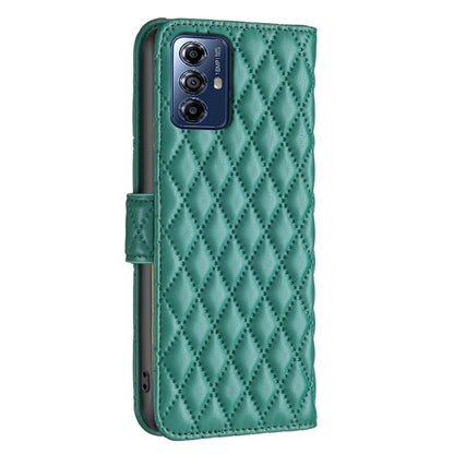 For Motorola Moto G Play 2024 Diamond Lattice Wallet Flip Leather Phone Case(Green) - Motorola Cases by buy2fix | Online Shopping UK | buy2fix