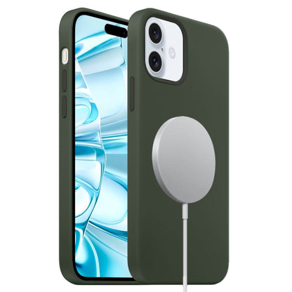 For iPhone 16 Liquid Silicone Full Coverage MagSafe Phone Case(Deep Green) - iPhone 16 Cases by buy2fix | Online Shopping UK | buy2fix