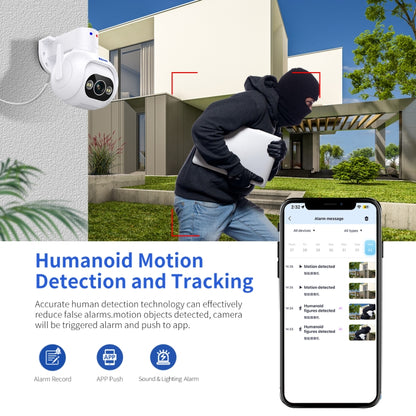 ESCAM PT304 HD 4MP Humanoid Detection Tracking WiFi Connection Sound Alarm Intelligent Night Vision H.265 Camera(US Plug) - Wireless Camera by ESCAM | Online Shopping UK | buy2fix