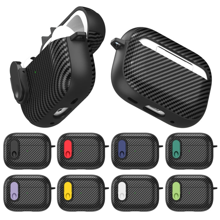 For AirPods 2 / 1 Carbon Fiber Texture Wireless Earphones Case with Security Lock(Dark Green) - For AirPods 1/2 by buy2fix | Online Shopping UK | buy2fix