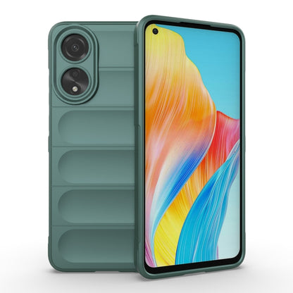 For OPPO A78 4G Global Magic Shield TPU + Flannel Phone Case(Dark Green) - OPPO Cases by buy2fix | Online Shopping UK | buy2fix