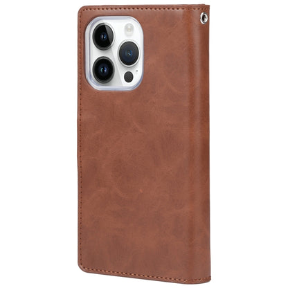 For iPhone 15 Pro Max GOOSPERY MANSOOR DIARY 9 Card Slots Leather Phone Case(Brown) - iPhone 15 Pro Max Cases by GOOSPERY | Online Shopping UK | buy2fix