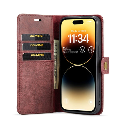 For iPhone 15 Pro Max DG.MING Crazy Horse Texture Detachable Magnetic Leather Phone Case(Red) - iPhone 15 Pro Max Cases by DG.MING | Online Shopping UK | buy2fix