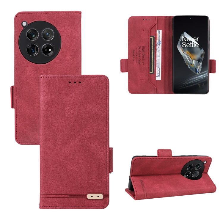 For OnePlus 12 Magnetic Clasp Leather Phone Case(Red) - OnePlus Cases by buy2fix | Online Shopping UK | buy2fix