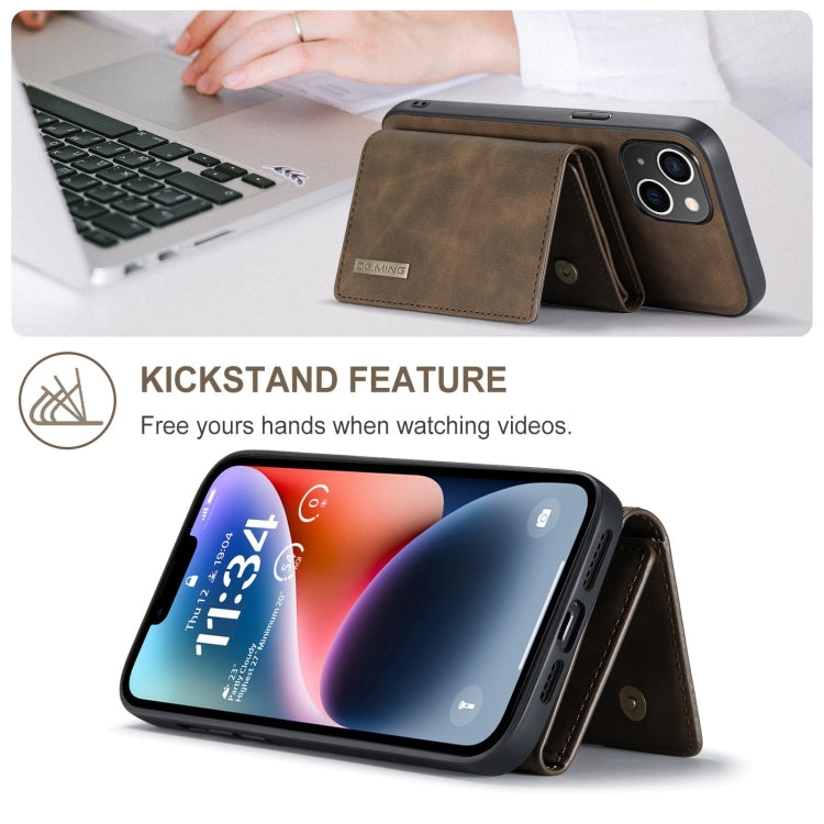 For iPhone 15 DG.MING M1 Series 3-Fold Multi Card Wallet Leather Phone Case(Coffee) - iPhone 15 Cases by DG.MING | Online Shopping UK | buy2fix