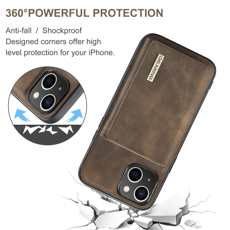 For iPhone 15 Plus DG.MING M1 Series 3-Fold Multi Card Wallet Leather Phone Case(Coffee) - iPhone 15 Plus Cases by DG.MING | Online Shopping UK | buy2fix