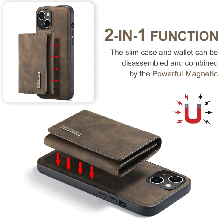 For iPhone 15 Plus DG.MING M1 Series 3-Fold Multi Card Wallet Leather Phone Case(Coffee) - iPhone 15 Plus Cases by DG.MING | Online Shopping UK | buy2fix